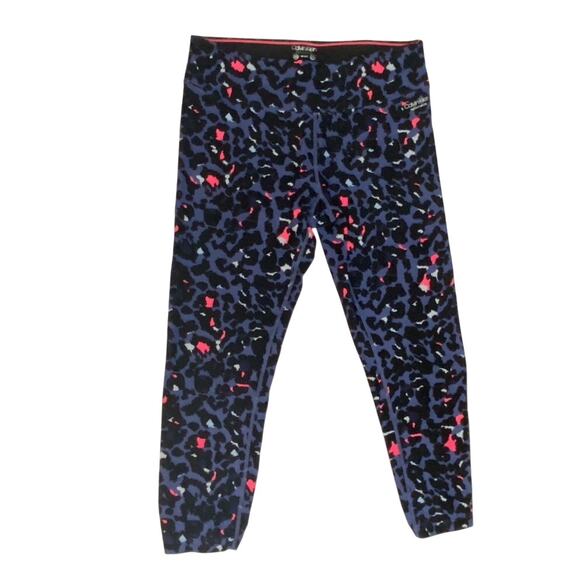 Calvin Klein Performance WICK Leggings Ruched Hem Animal Cheetah Print Sz Small - Picture 1 of 12